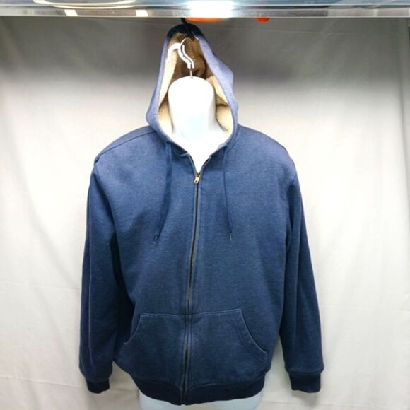 Levi's Full Zip Hoodie Medium Sherpa Lined Blue Pockets Regular Fit. Substantial - Picture 2 of 12